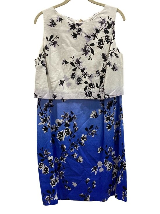 Ivanka Trump Dresses & Skirts - Ivanka Trump Floral Linen Layered Sheath Dress 14 Blue Ombre Feminine Romantic